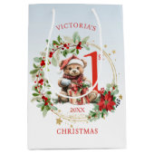 Beer Poinsettia Foliage Baby's eerste kerst Medium Cadeauzakje (Voorkant)