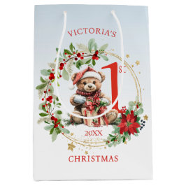 Beer Poinsettia Foliage Baby's eerste kerst Medium Cadeauzakje