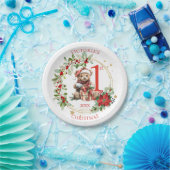 Beer Poinsettia Foliage Baby's eerste kerst Papieren Bordje (Feest)