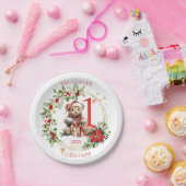 Beer Poinsettia Foliage Baby's eerste kerst Papieren Bordje (Feest)