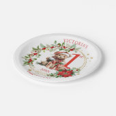 Beer Poinsettia Foliage Baby's eerste kerst Papieren Bordje (Gekanteld)