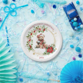 Beer Poinsettia Foliage Baby's eerste kerst Papieren Bordje (Feest)