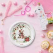 Beer Poinsettia Foliage Baby's eerste kerst Papieren Bordje (Feest)