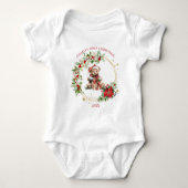 Beer Poinsettia Foliage Baby's eerste kerst Romper (Voorkant)