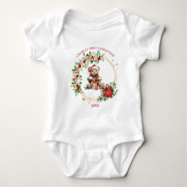 Beer Poinsettia Foliage Baby's eerste kerst Romper