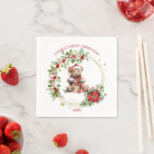 Beer Poinsettia Foliage Baby's eerste kerst Servet (Insitu)