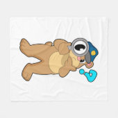 Beer Politieagent Vergrootglas Fleece Deken (Voorkant (Horizontaal))