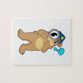 Beer Politieagent Vergrootglas Legpuzzel (Horizontaal)