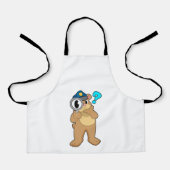 Beer Politieagent Vergrootglas Schort (Voorkant)