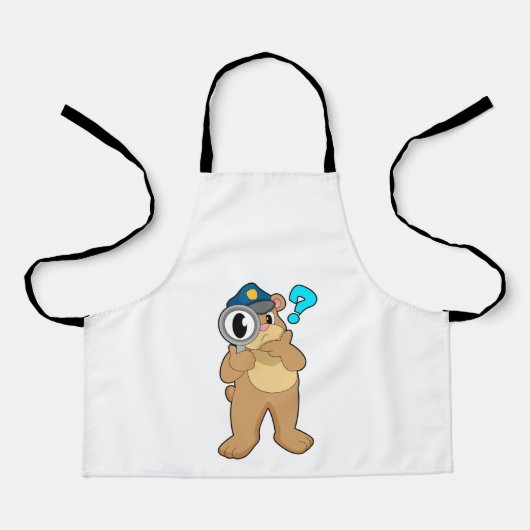 Beer Politieagent Vergrootglas Schort (Voorkant)