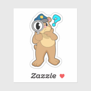 Beer Politieagent Vergrootglas Sticker