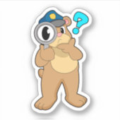 Beer Politieagent Vergrootglas Sticker (Voorkant)