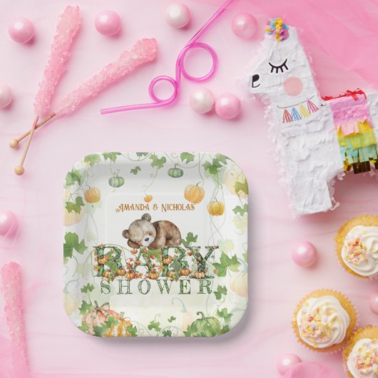 Beer pompoenen grillige Herfst Baby shower Papieren Bordje (Feest)