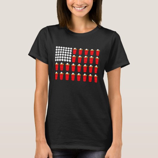Beer Pong American Flag T-shirt (Voorkant)