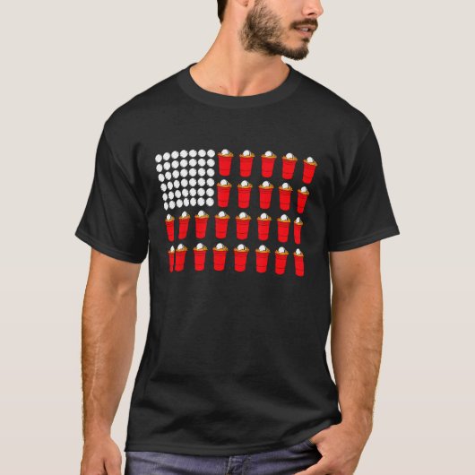 Beer Pong American Flag T-shirt (Voorkant)