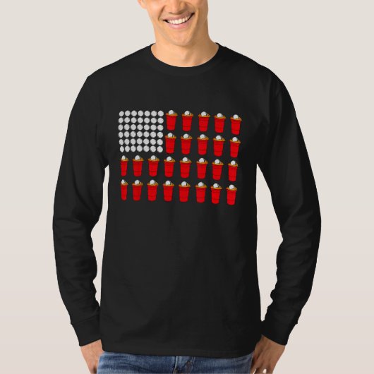 Beer Pong American Flag T-shirt (Voorkant)