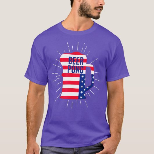 Beer Pong Amerikaanse Onafhankelijkheidsdag 4 juli T-shirt (Voorkant)