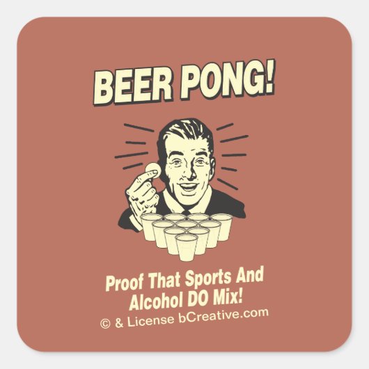 Beer Pong: Bewijs van alcohol en sportmix Vierkante Sticker (Voorkant)