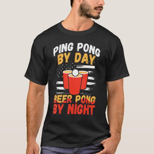 Beer Pong By Night Table Tennis Player T-shirt (Voorkant)