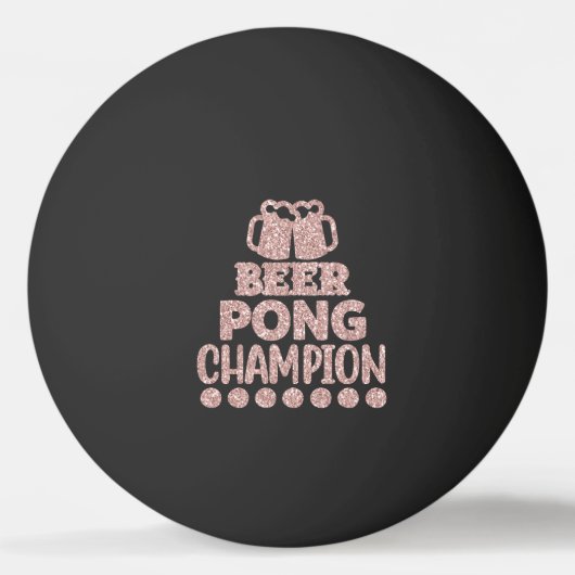 Beer Pong Champion Funny Text Black Pink Glitter Pingpongbal (Achterkant)