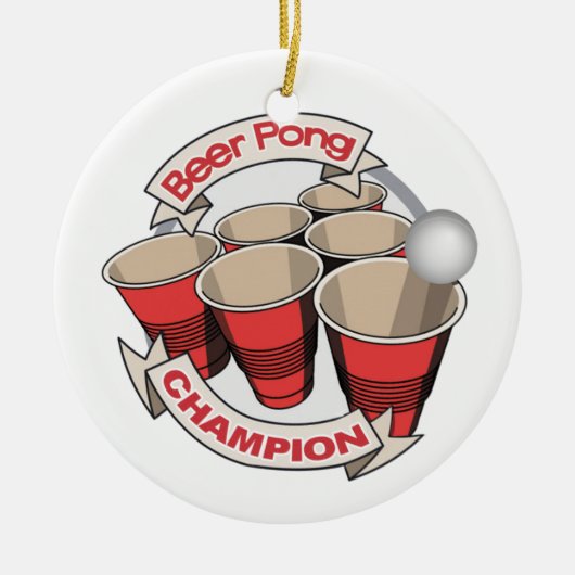 Beer Pong Champion Gift Keramisch Ornament (Voorkant)