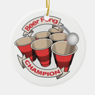 Beer Pong Champion Keramisch Ornament