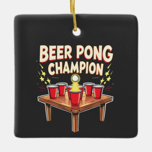 Beer Pong Champion Ping Pong Drink Keramisch Ornament (Voorkant)