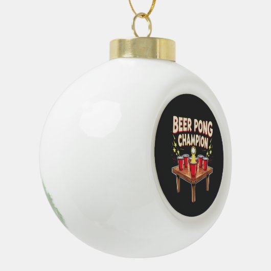 Beer Pong Champion Ping Pong Drink Keramische Bal Ornament (Links)