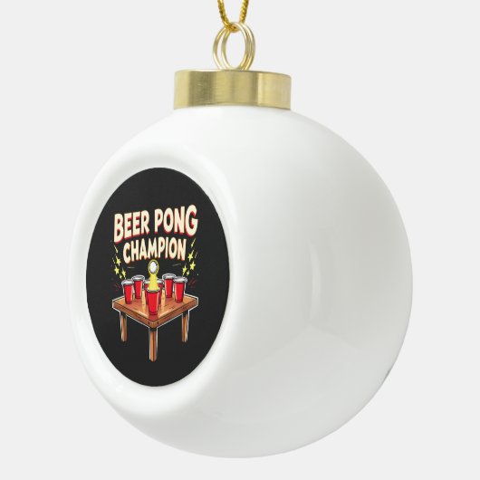 Beer Pong Champion Ping Pong Drink Keramische Bal Ornament (Rechts)