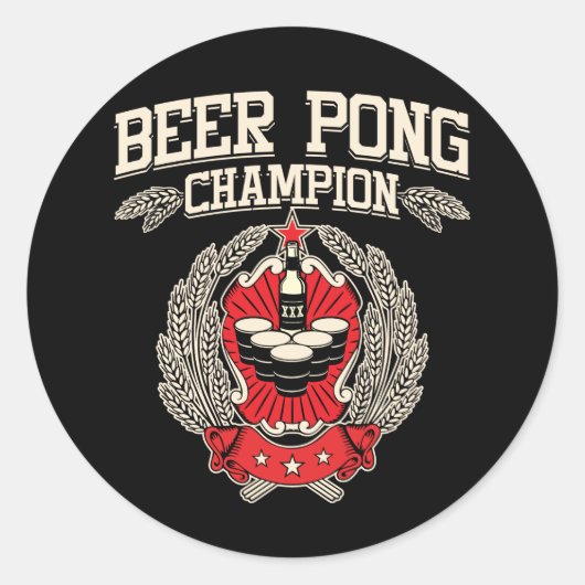Beer Pong Champion Ronde Sticker (Voorkant)