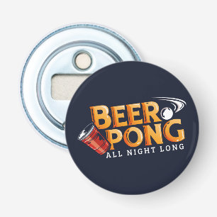 Beer Pong de hele nacht zomerfeest Button Flesopener