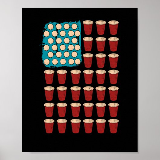 Beer Pong Drink Spel Amerikaanse vlag op 4 juli Poster (Voorkant)