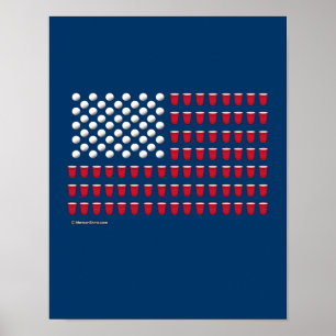 Beer Pong Flag Poster