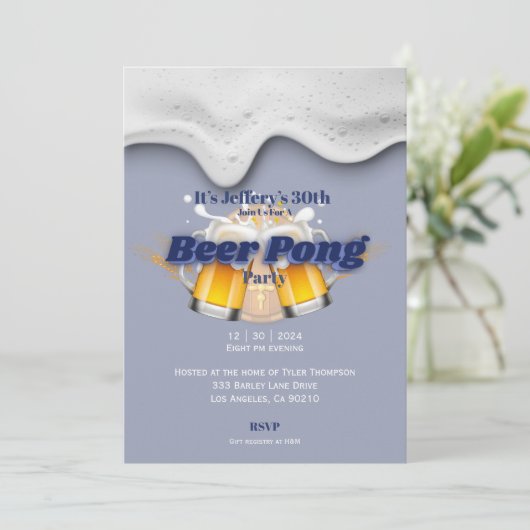 Beer pong Invitation Kaart (Staand voorkant)