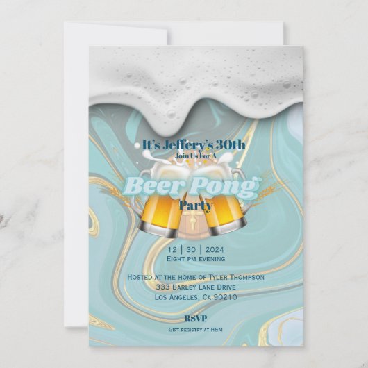 Beer pong Invitation Kaart (Voorkant)