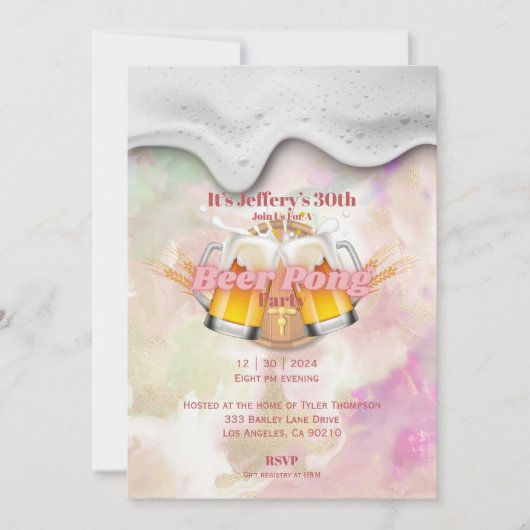 Beer pong Invitation Kaart (Voorkant)