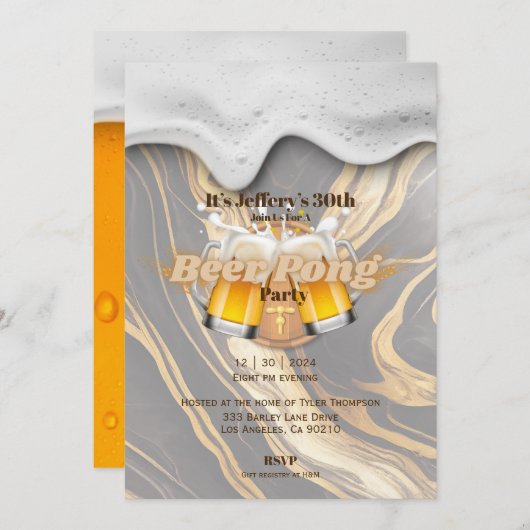 Beer pong Invitation Kaart (Voorkant / Achterkant)