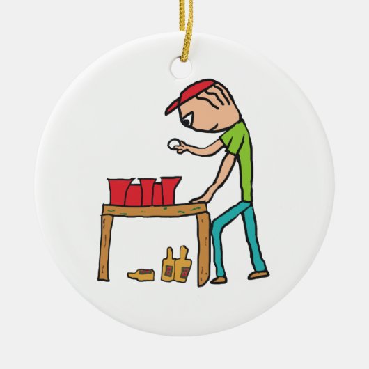 Beer Pong Keramisch Ornament (Voorkant)