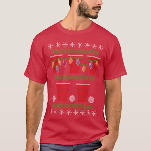 Beer Pong Lelijke Kersttrui T-shirt (Voorkant)