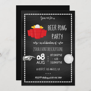Beer Pong Party Celebration Chalkboard Uitnodiging