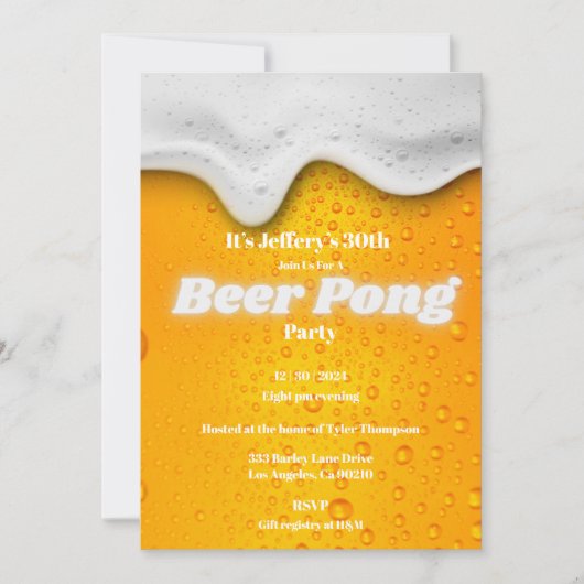 Beer pong party Invitation Kaart (Voorkant)