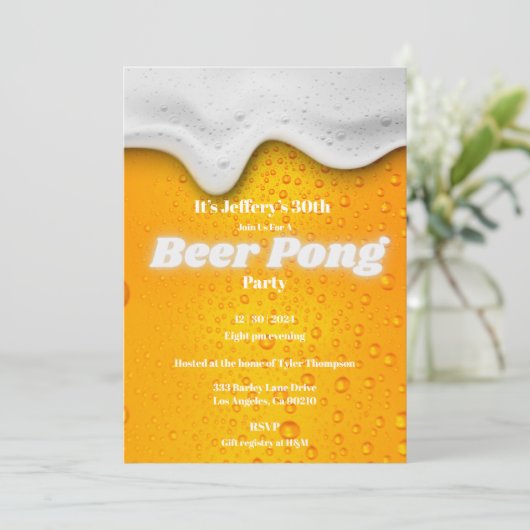 Beer pong party Invitation Kaart (Staand voorkant)