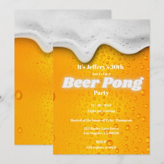 Beer pong party Invitation Kaart (Voorkant / Achterkant)