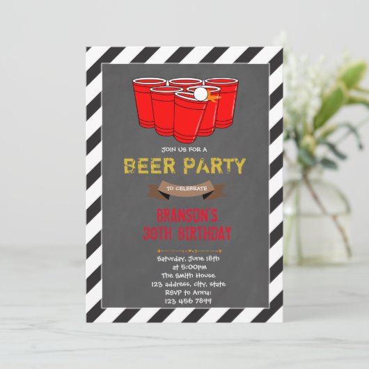 Beer pong party-uitnodiging kaart (Staand voorkant)