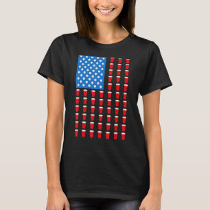 Beer Pong Red Cup Amerikaanse vlag Verenigde State T-shirt
