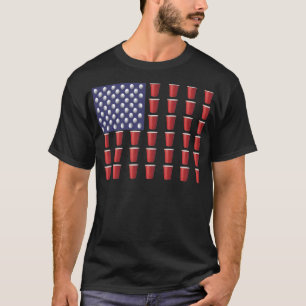 Beer Pong Red Solo Cup Amerikaanse vlag op 4 juli T-shirt