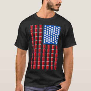 Beer Pong Red Solo Cup Amerikaanse vlag Verenigde  T-shirt