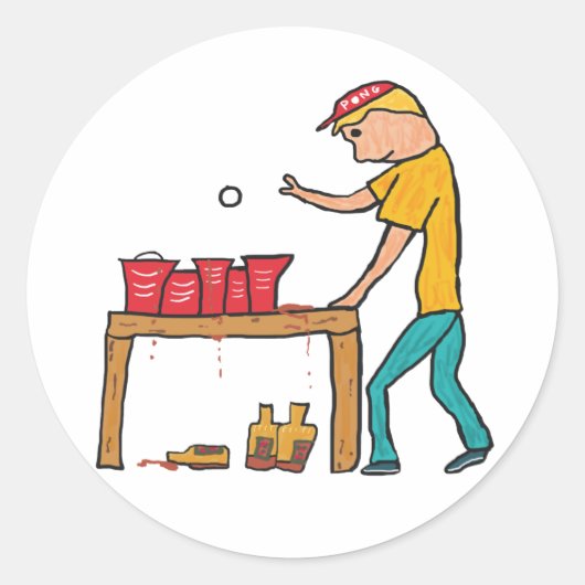 Beer Pong Ronde Sticker (Voorkant)
