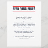 Beer Pong Tournament Rules Card Programmakaart (Achterkant)
