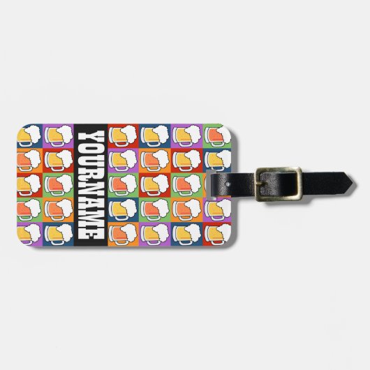 BEER Pop Art, aangepast bagagelabel (Voorkant horizontaal)